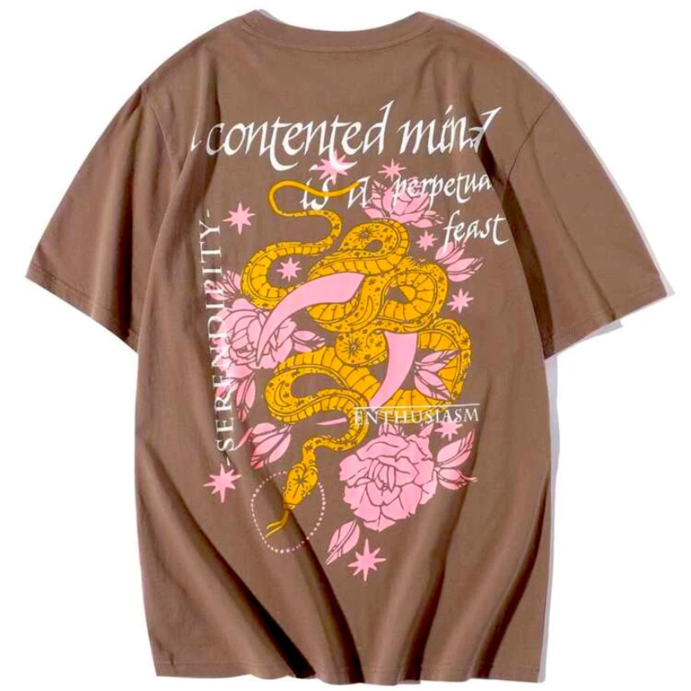 Men Floral & Slogan Print Tee